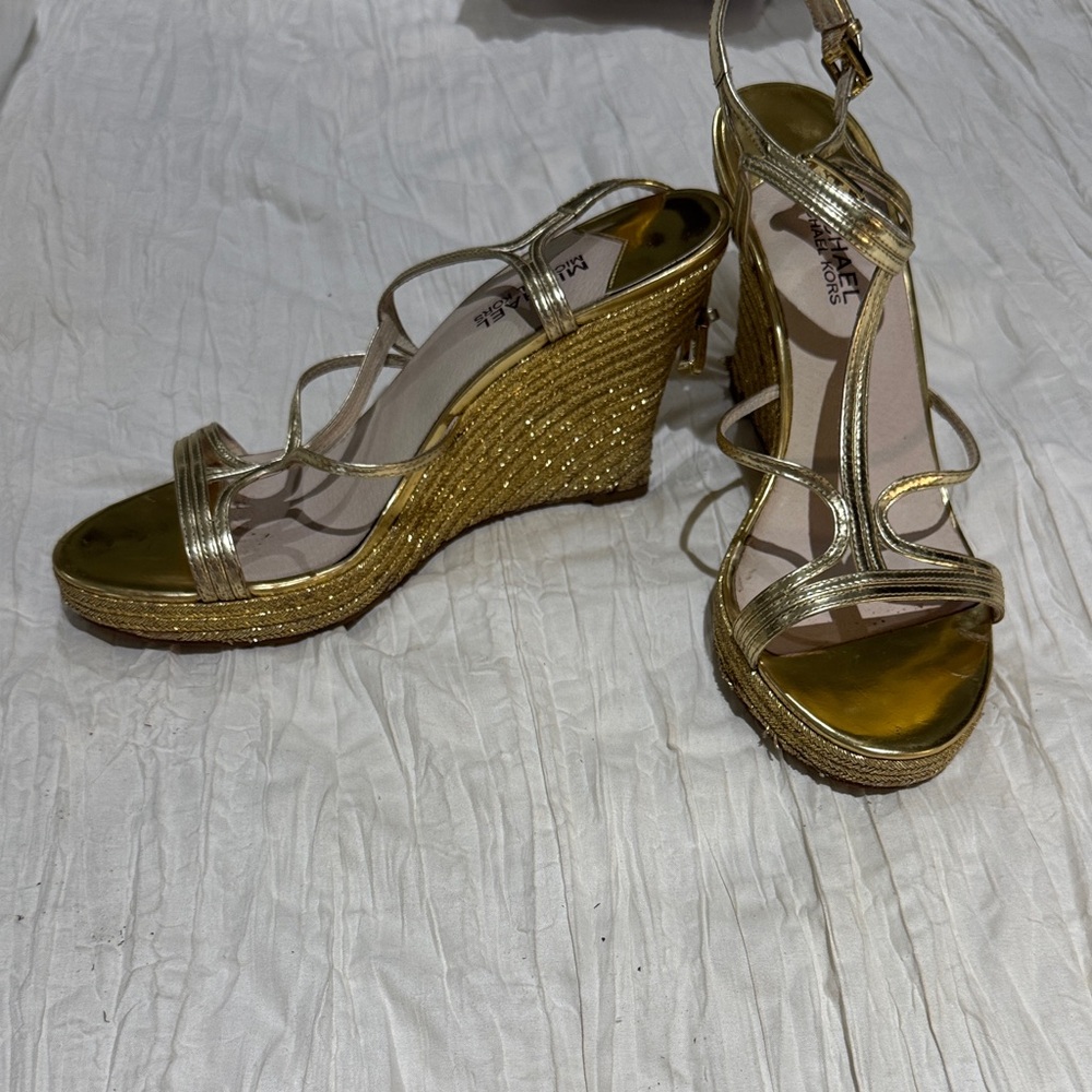 Michael Kors Gold Strappy Wedges